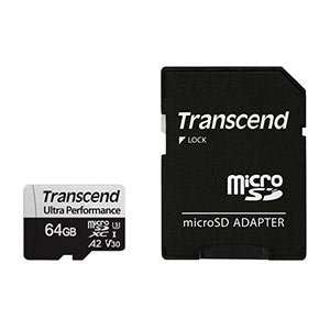 microSDXCカード（64GB・Transcend・Class10・UHS-I・U3・A2