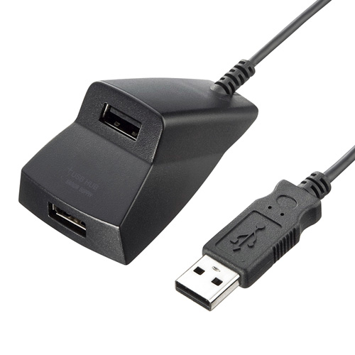 USB2.0ハブ(手元延長用・2ポート・ブラック) サンワサプライ USB-2H215BK