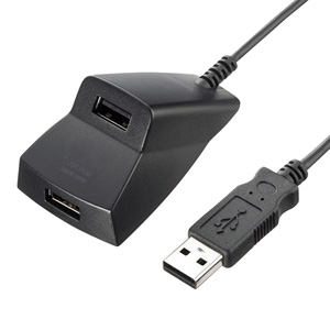 USB2.0ハブ(手元延長用・2ポート・ブラック) サンワサプライ USB-2H215BK