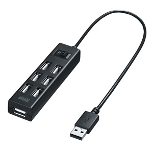 USB2.0ハブ(7ポート・ブラック) USB-2H702BK サンワサプライ