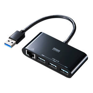 USB3.0ハブ(LANアダプタ付き・3ポート・ブラック)