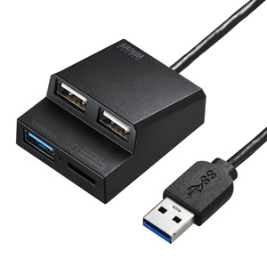 USB3.0+USB2.0コンボハブ(microSDカードリーダー付き・ブラック)