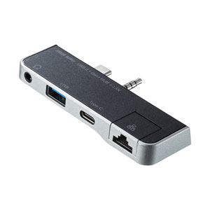 USB3.1 Gen1(USB3.0)ハブ(SurfaceGo用・LANポート変換・ブラック)