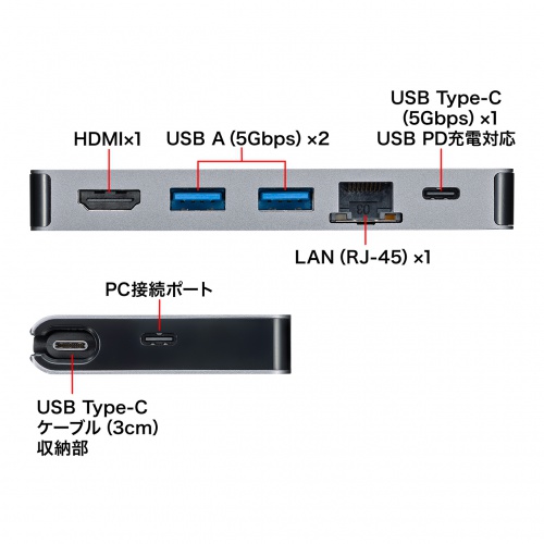 Usb Type C ドッキングハブ Hdmi Lanポート搭載 Usb 3tch15s2 激安通販のイーサプライ