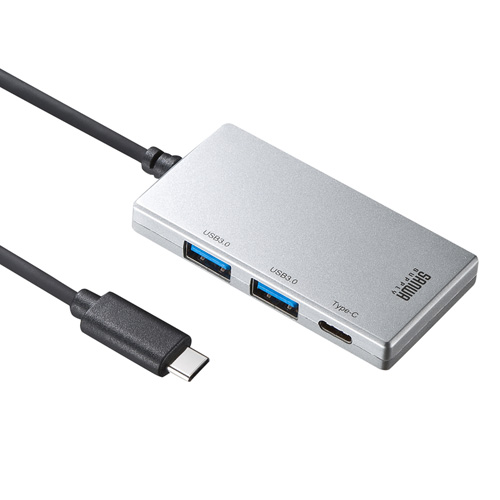 Type C対応USBハブ(Type Cポート1個・USB3.1ポート2個・シルバー) USB-3TCH1S サンワサプライ
