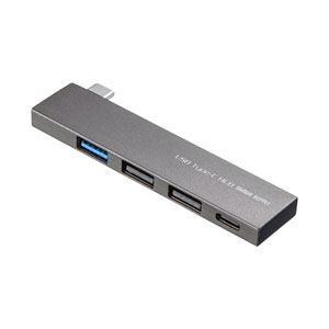 USB Type-C ハブ(USB3.2 Gen1・4ポート・薄型・スリム・Type-Cポート・バスパワー)