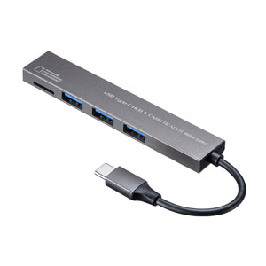 USB Type-Cハブ(USB3.2 Gen1・3ポート・薄型・スリム・microSDカードリーダー付き・バスパワー)