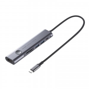 ドッキングステーション（USB Type-C・画面ON/OFFスイッチ付き・HDMI・4K/60Hz・USB PD100W対応・USB 5Gbps・カードリーダー・ケーブル一体型・モバイル・持ち運び）
