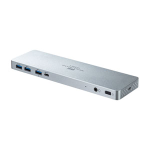 ドッキングステーション(USBハブ・Type-C専用・HDMI・DisplayPort・PD対応・セルフパワー・２画面出力・4K対応・アルミ) USB-CVDK6 サンワサプライ