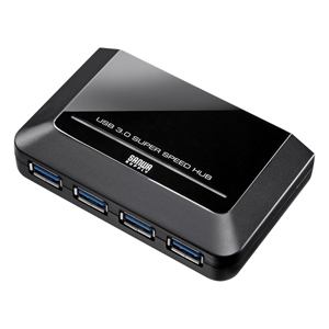 USB3.0ハブ(4ポート・ブラック・Intel製PantherPoint対応) サンワサプライ