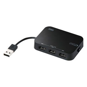 LANアダプタ-内蔵3ポートUSB2.0ハブ(ブラック)