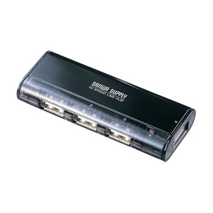 磁石付き3+1ポートのコンパクトUSB2.0ハブ(4ポート・ブラック・バスパワー) USB-HUB226GBK サンワサプライ