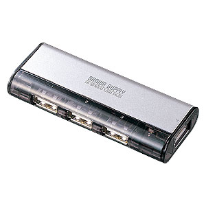 【サンワサプライ】磁石付き3+1ポートのコンパクトUSB2.0ハブ(4ポート・シルバー・バスパワー) USB-HUB226GSV