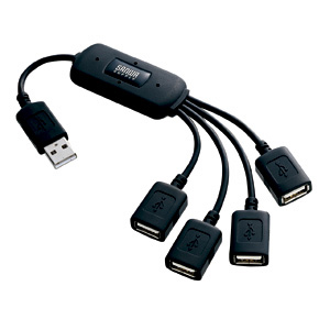 【サンワサプライ】隣のポートを邪魔しないケーブルタイプのUSB2.0ハブ(4ポート・ブラック) USB-HUB227BK