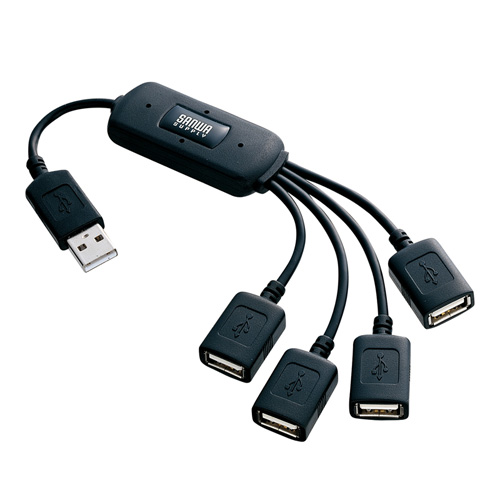 サンワサプライ 隣のポートを邪魔しないケーブルタイプのusb2 0ハブ 4ポート ブラック Usb Hub227bk Usb Hub227bk 激安通販のイーサプライ