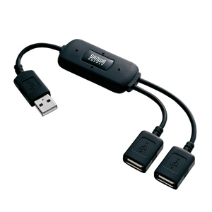 隣のポートを邪魔しないケーブルタイプUSB2.0ハブ(2ポート・ブラック) USB-HUB228BK サンワサプライ
