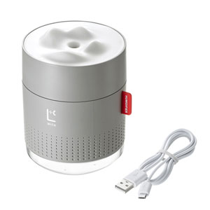 USB加湿器(LEDライト付き・ 超音波式・連続約8時間・グレー)