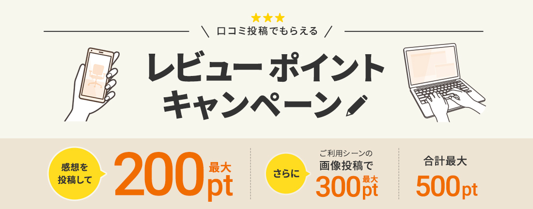口コミ投稿で合計最大500ポイントもらえる！レビューポイントキャンペーン